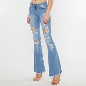 Women’s High Rise Distressed Flare Jeans